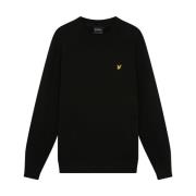 Lyle & Scott Grid Stickad Crew Neck Tröja Black, Herr