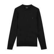 Lyle & Scott Svart Bomull Crew Neck Tonal Eagle Black, Herr