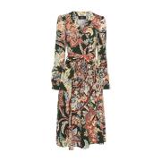 Etro Blommig Paisley Print Midi Klänning Green, Dam