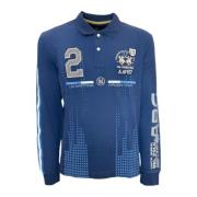 La Martina Replica Heavy Blue Polo Shirt med Logo Blue, Herr