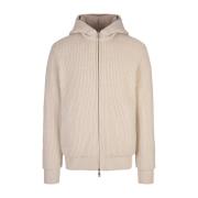 Moncler Reversible Zip-Up Hoodie Vit Sweater White, Herr