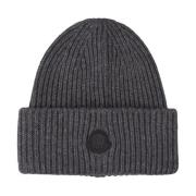 Moncler Grå Ribbstickad Kashmir Beanie Mössa Gray, Herr