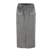 P.a.r.o.s.h. Cargo Kjol med Elastisk Midja och Framslits Gray, Dam