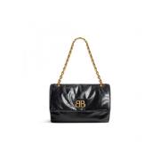 Balenciaga Monaco Medium Läder Axelväska Black, Dam