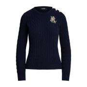 Ralph Lauren Rundhalsstickat Blue, Dam