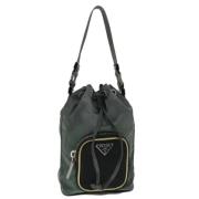 Prada Vintage Pre-owned Nylon handvskor Gray, Dam