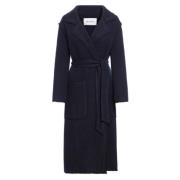 Max Mara Navy Blue Knit Coat Black, Dam