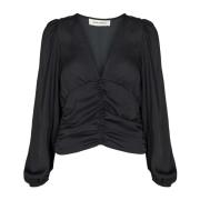 Sofie Schnoor Svart blus med puffärm Black, Dam