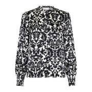 Neo Noir Blomma Blur Svart Blus Black, Dam