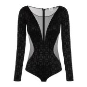 Elisabetta Franchi Sensuell Lycra och Tulle Body Black, Dam