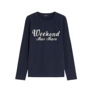 Max Mara Weekend Långärmad T-shirt med logotryck Black, Herr