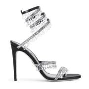 René Caovilla Svarta Strass Sandaler Elegant Statement Klackar Black, ...