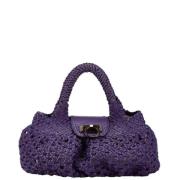 Salvatore Ferragamo Pre-owned Pre-owned Raffia handvskor Purple, Dam