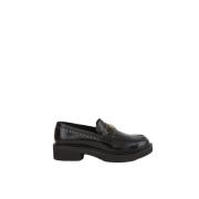 Twinset Svart läderloafer med mikrostudsar Black, Dam