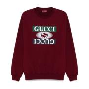 Gucci Bordeaux Tröja med Logotyptryck Red, Herr