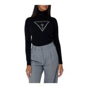 Guess Elegant Triangle Logo Stickad Tröja Black, Dam