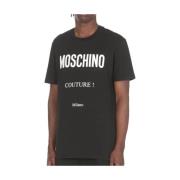 Moschino Logotryck Bomull T-shirt Black, Herr