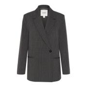 Soaked in Luxury Randig Blazer Jacka Svart Grå Gray, Dam