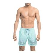 Bikkembergs Strandshorts med Gradienttryck och Fickor Blue, Herr