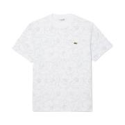 Lacoste Blommig Bomull T-shirt White, Herr