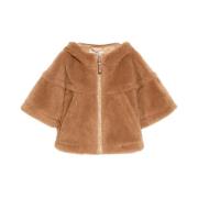 Max Mara Kamel Teddy Cropped Jacka med Huva Brown, Dam