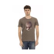 Trussardi Stiligt kortärmad T-shirt med unik fronttryck Brown, Herr