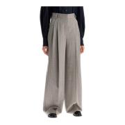 Brunello Cucinelli Vida Pinstripe Ullbyxor Gray, Herr