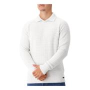 Genti Stickad Långärmad Polo Off White White, Herr