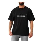 Stone Island Svart Logoficka Tee Stilig Twist Black, Herr