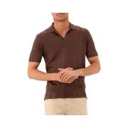 Gran Sasso Brun Stickad Polo V-Hals Flax Brown, Herr