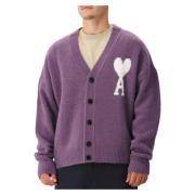 Ami Paris Lila Stickad Kofta Purple, Herr