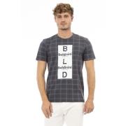 Baldinini Casual Rund Hals T-shirt med Fronttryck Gray, Herr