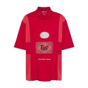 Martine Rose Panelerad Polo Skjorta Riot Flyer Crest Red, Herr