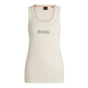 Hugo Boss Dam Tank Top med Stone Badge White, Dam