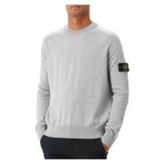 Stone Island Grå Melange Stickad Tröja Gray, Herr