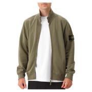 Stone Island Bomullsfleece Dragkedja Valnöt Jacka Green, Herr