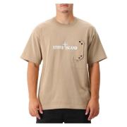 Stone Island Beige Logo Ficka Tee Beige, Herr