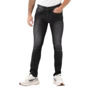 Denham Svarta Skinny Fit Jeans med Logo Black, Herr