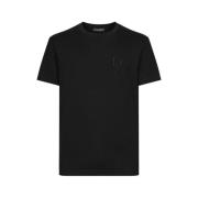 Dolce & Gabbana Svart Bomull T-shirt med Broderad Logotyp Black, Herr