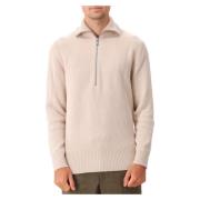 Drykorn Beige Stickad Half Zip Tröja Beige, Herr