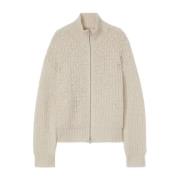 Jil Sander Mohair Alpaca Zip-Up Sweater Beige, Herr