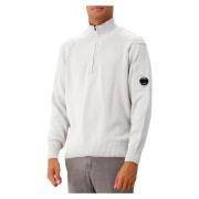 C.p. Company Navy Off White Half Zip Stickad Beige, Herr