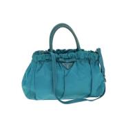 Prada Vintage Pre-owned Nylon handvskor Blue, Dam