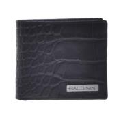 Baldinini Wallet in black leather with crocodile print Black, Herr