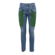 Jeckerson Slim Fit Denim Jeans med gröna Alcantara-patches Blue, Herr