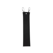 Acne Studios Samlad Stickad Logo Strap Klänning Black, Dam