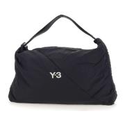 Y-3 Svart Nylon Axelväska med Logotyp Black, Herr