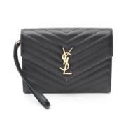 Saint Laurent Vintage Pre-owned Laeder kuvertvskor Black, Dam