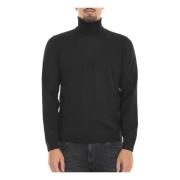 Boss Turtleneck Pullover med Sytt Logotyp Black, Herr