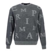 Emporio Armani Blå Ull Logo Pullover Grå Gray, Herr